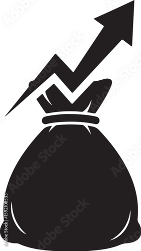 Investment Growth Concept A Sack of Money with an Arrow Pointing Upwards Signifying Increased Financial Success
