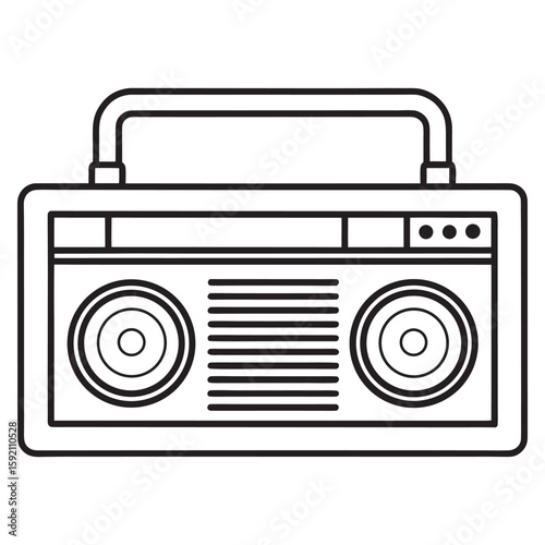 Retro yellow radio advertisement with vintage design elements and broadcast theme