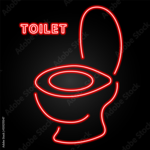 toilet neon sign, modern glowing banner design, colorful modern design trend on black background. Vector illustration.