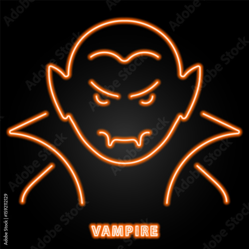 vampire neon sign, modern glowing banner design, colorful modern design trend on black background. Vector illustration.
