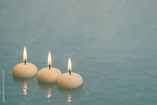candles on the water isolated on watery background