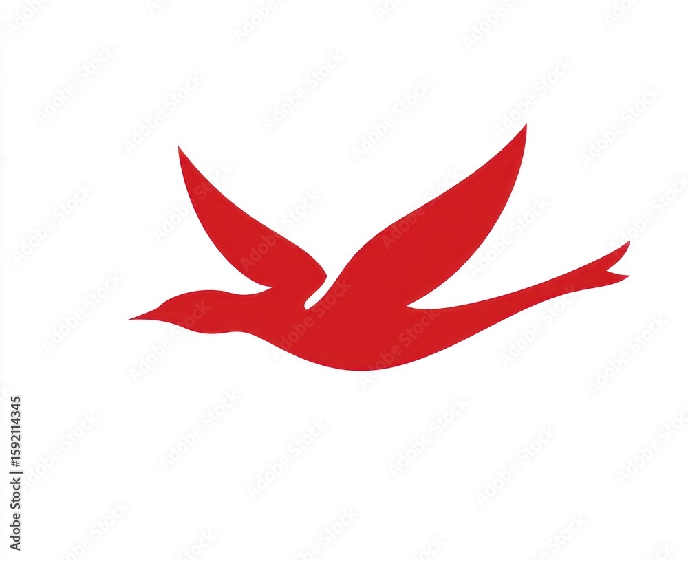Fototapeta premium Red bird in flight silhouette