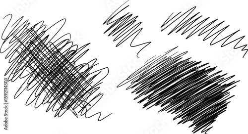 Abstract scribbles create a dynamic, chaotic, and artistic design element for creative projects and visual communication needs.