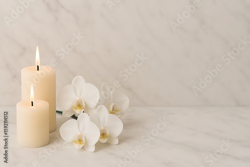 spa still life with candles with copy space