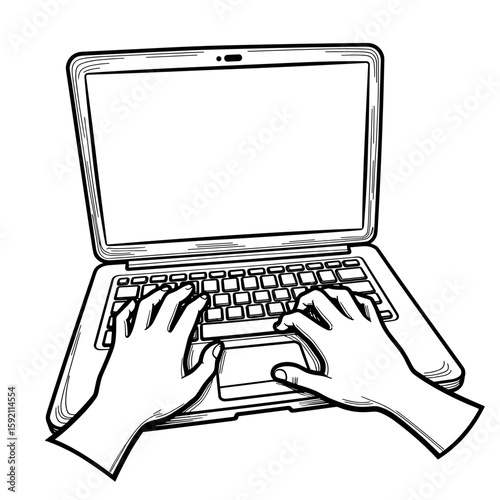 Senior hands typing on laptop keyboard – Remote work technology engagement