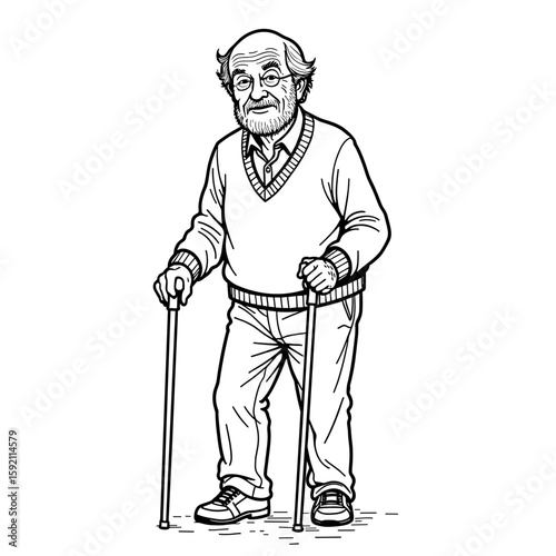 Elderly man with walking poles – Active senior lifestyle, outdoor mobility