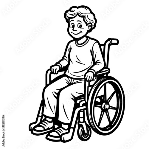 Child in wheelchair smiling – mobility aid, inclusive health awareness