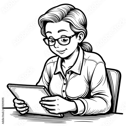 Retiree using tablet at home – Senior digital engagement, technology adoption