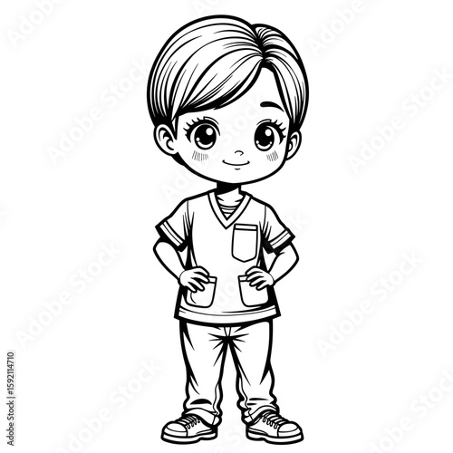 Young nurse in hospital scrubs – pediatric healthcare role, professionalism