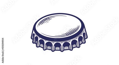 Isolated bottle cap, detailed sketch on transparent background. Bottle cap crafted with precision, showcasing its circular form and intricate scalloped edges.