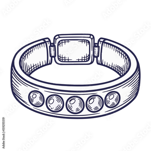 Elegant bracelet jewelry displayed on transparent backgroun, isolated fashion accessory. Bracelet sketch features intricate details and unique design. 