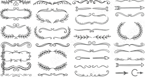 Elegant dividers and borders with floral elements for design projects, invitations, or decorative accents are showcased.