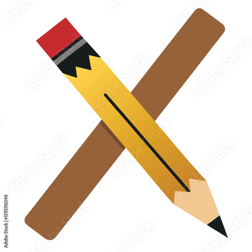 Illustration of a broken pencil snapped in two pieces showcasing cracked wood texture and a clean break ideal for educational or creative concepts