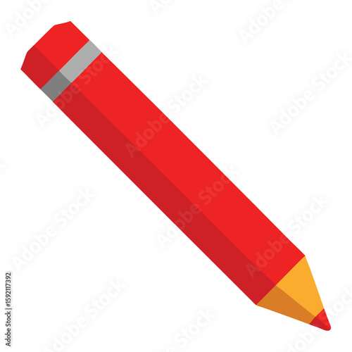 Vibrant red colored pencil with a precisely sharpened tip perfect for artistic projects and educational materials