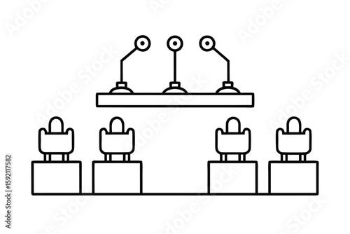 Vector Illustration of a Conference Table with Microphones for Business Meetings
