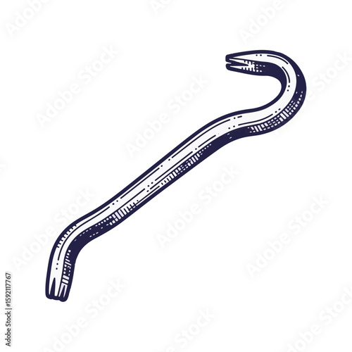 Isolated crowbar tool on white background shows equipment for construction. Crowbar offers versatile application: repairs, demolition, and prying, showcasing its utility in various tasks.