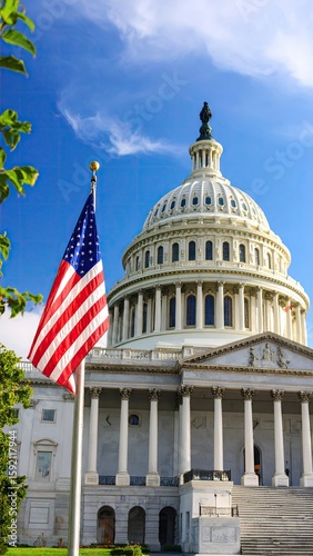 US Capitol Building with Flag