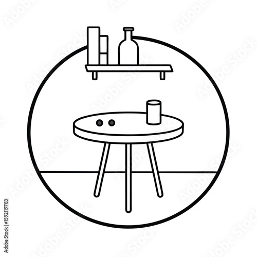Flat illustration of a round table setting