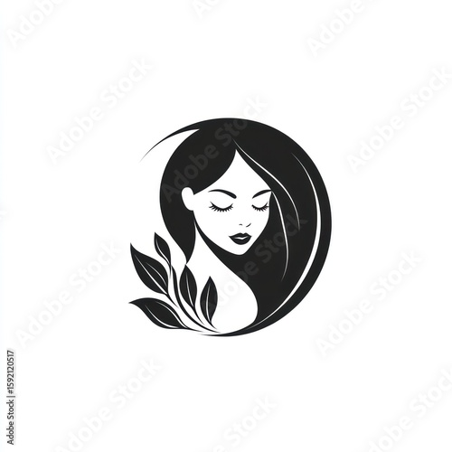Elegant woman's portrait, circular design