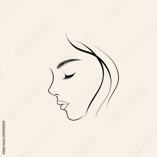 Elegant profile of a woman's face.  Simple line art