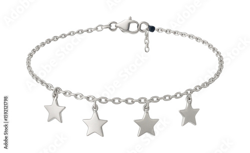 Silver chain anklet with delicate star charms