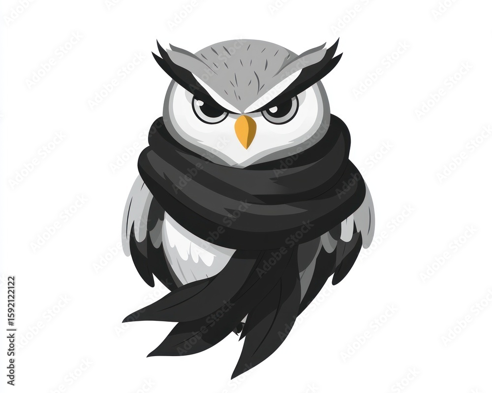 Fototapeta premium Angry owl wearing a scarf