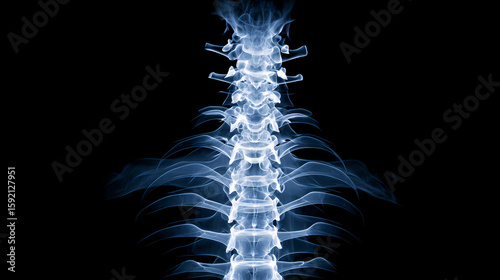 X ray of a human spine. spine contour. Illustration