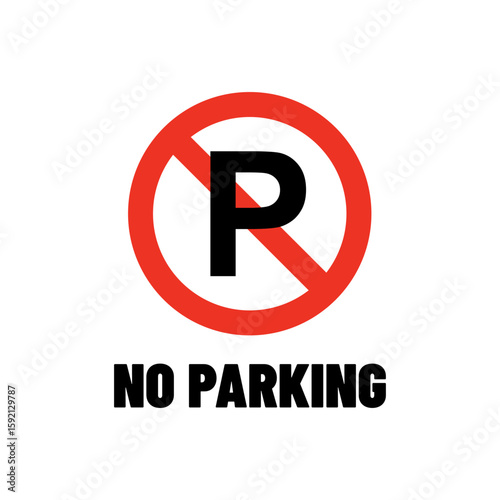 Red and black no parking logo icon for restricted area