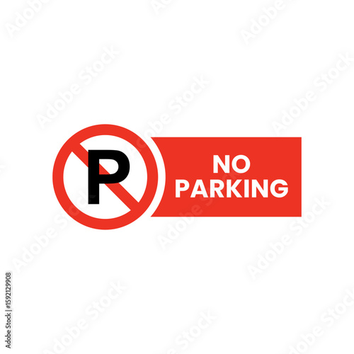 Red and black no parking logo icon for restricted area
