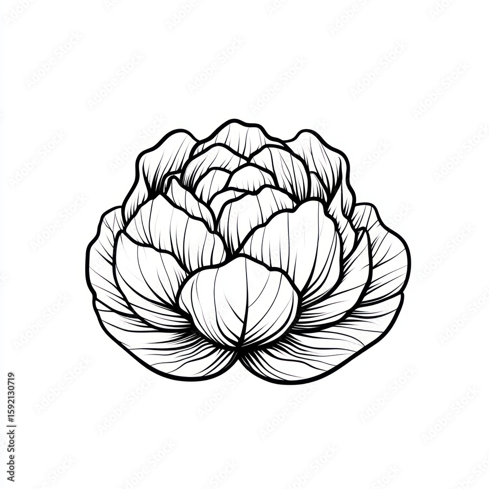 Obraz premium Elegant black and white flower drawing