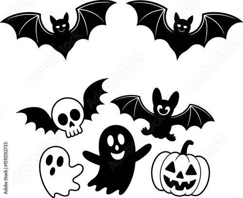 Halloween creatures and pumpkin collection ghost skull