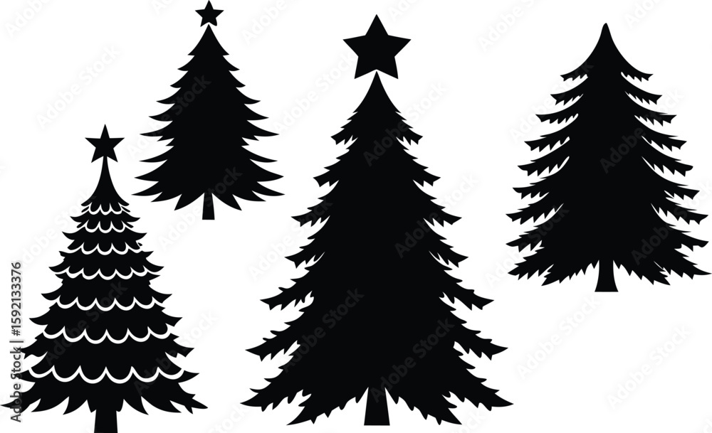 Obraz premium Christmas Tree Silhouette Collection Vector Set