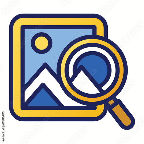 zoom--a-blue-and-gold-icon-of-a-photograph-with-a