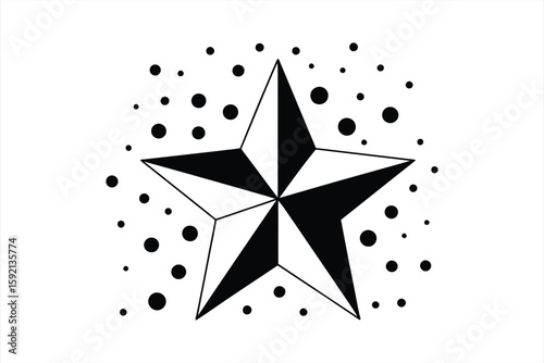 Classic nautical star tattoo design with scattered dots