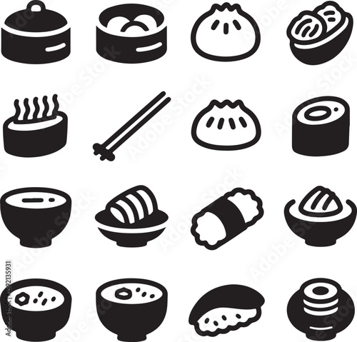 Asian Cuisine and Dim Sum Icons