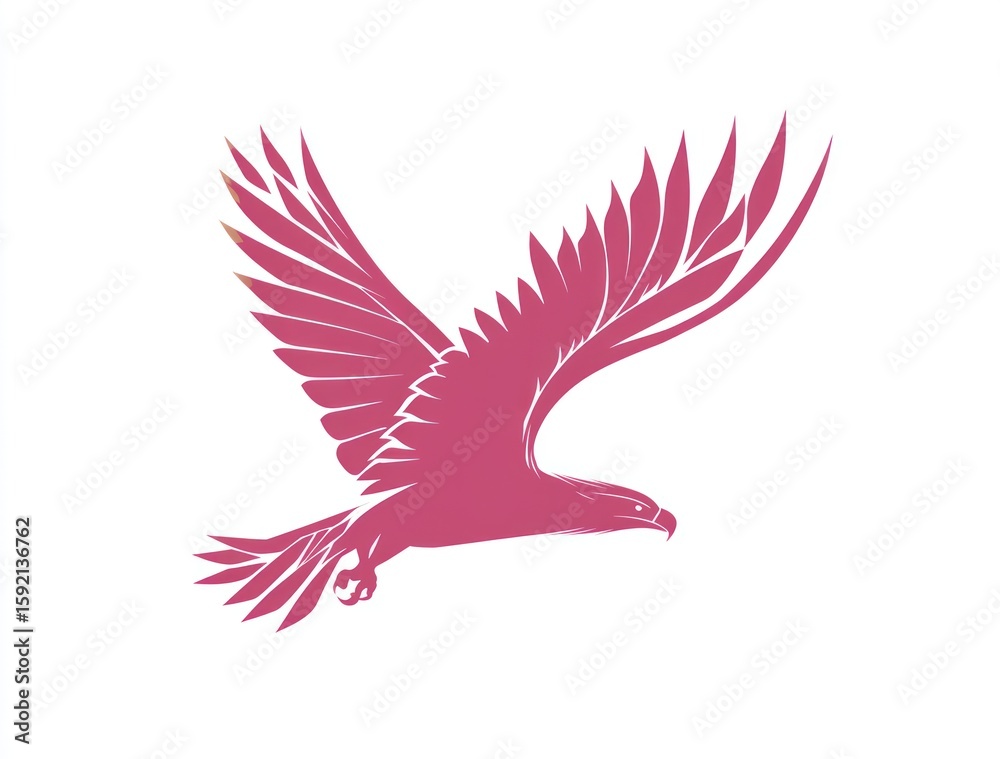 Obraz premium Pink eagle in flight against white background