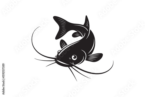 Catfish Silhouette Design Clean Monochrome Vector Art