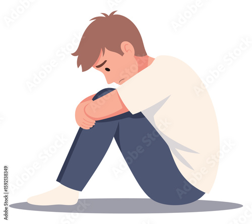 Emotional Struggles Captured in Isolated Moment of Reflection and Vulnerability