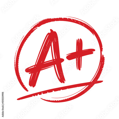 Red a plus grade stamp on white background
