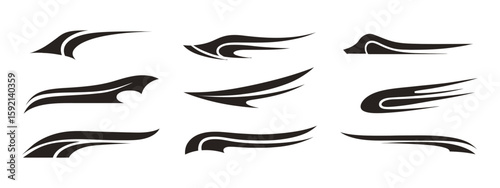 Racing car stripe decal set with sporty vector elements for vehicle wraps, tuning, and sticker designs
