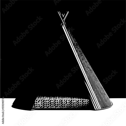 Modern teepee cat bed black and white illustration pet furniture stylish design home decor unique product vector