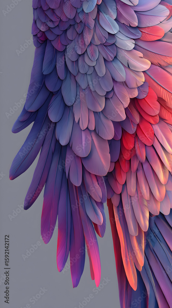 Obraz premium Colorful gradient angel wings illustration with soft lighting -