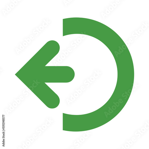 Green left arrow with partial circle icon