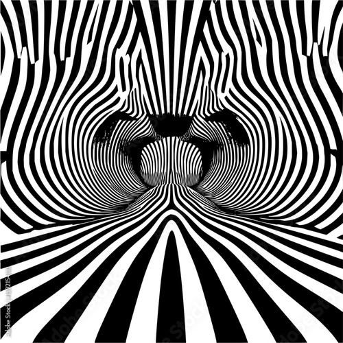 Optical illusion black and white stripes abstract art pattern visual deception hypnotic design modern artwork vector