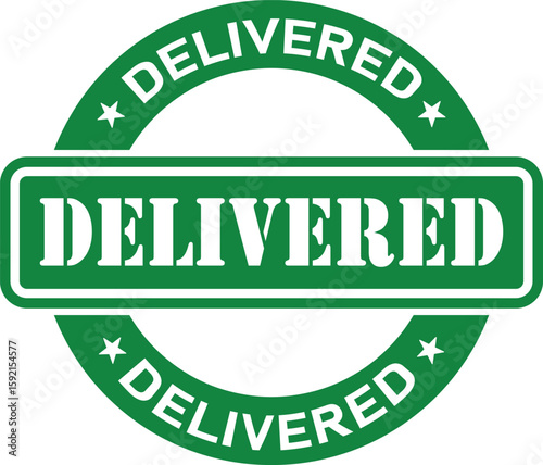 Green Delivered Stamp Badge Icon Label PNG Transparent