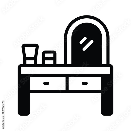 An elegant glyph icon of bedroom vanity table