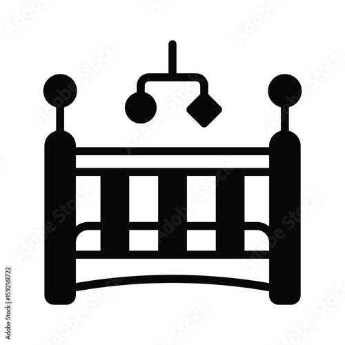 A lovely glyph icon of newborn baby cradle