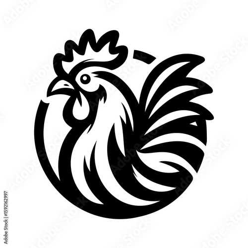 Wallpaper Mural black and white rooster Torontodigital.ca