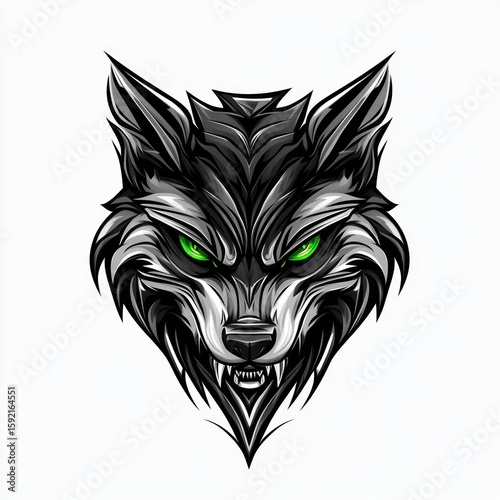 Aggressive wolf head graphic design