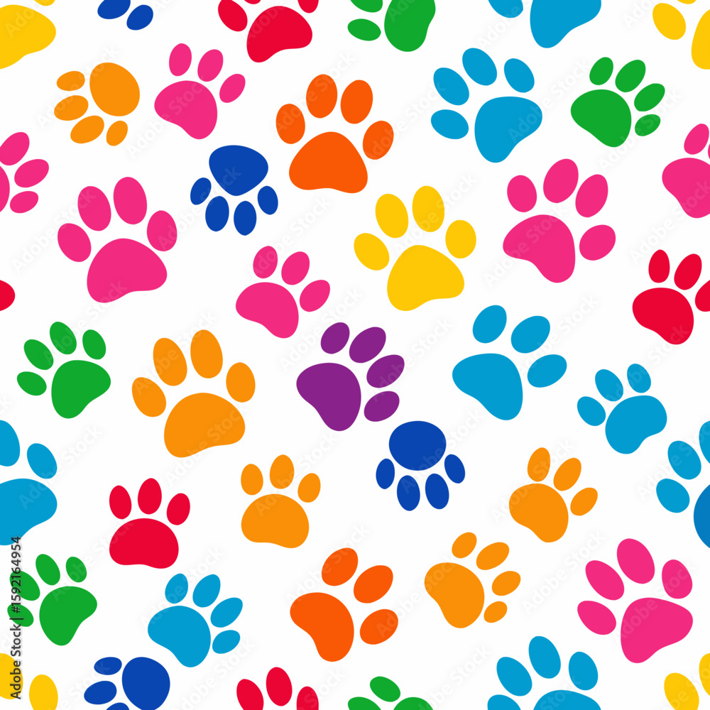 Fototapeta premium pattern with colorful paw